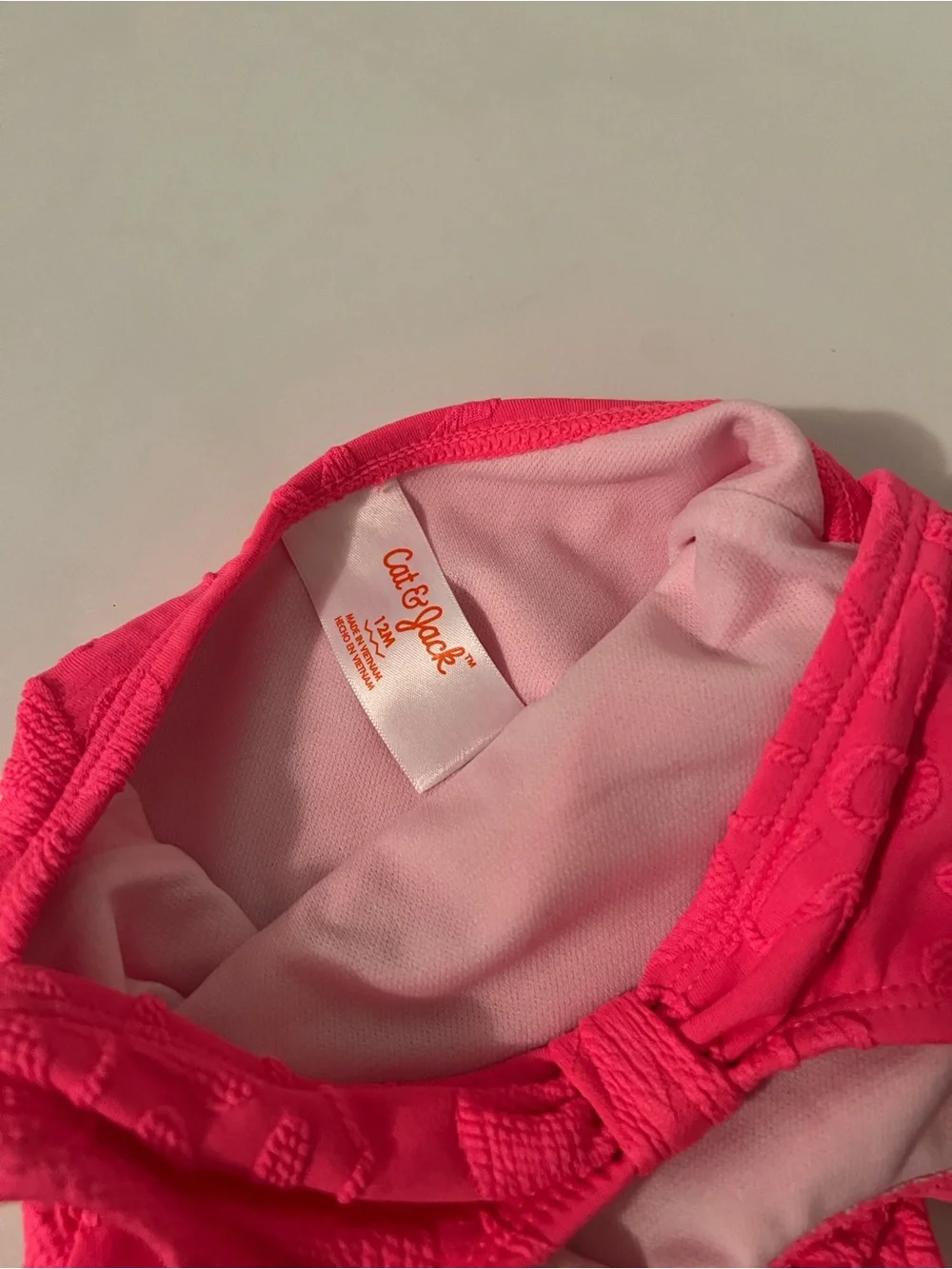 Cat & Jack Girls Neon Pink Textured Floral One-Piece Swimsuit